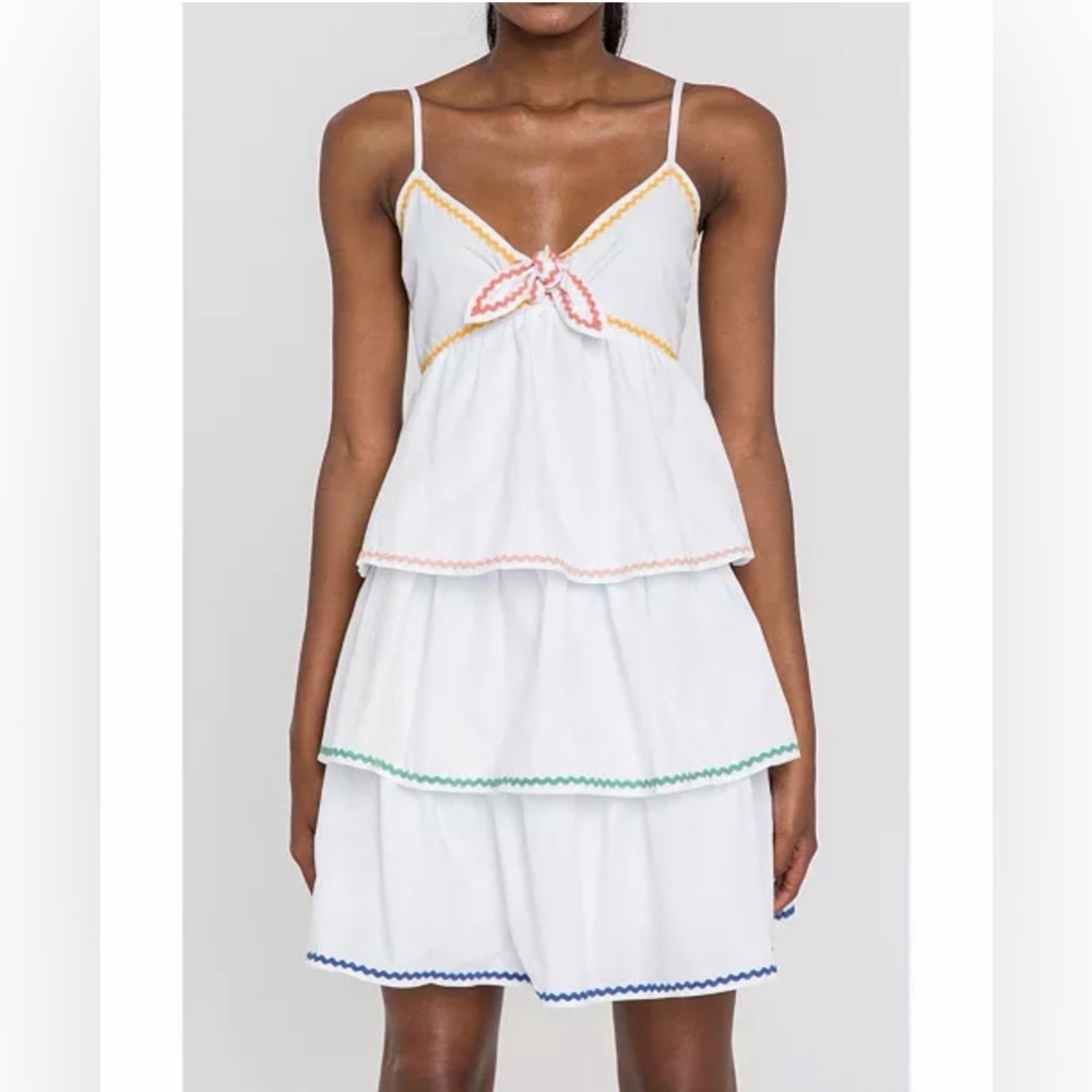 English Factory Color Block Wave Trim 3 Tiered Dress - size small